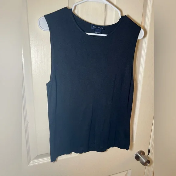 Ann Taylor Black Silk Sleeveless Blouse Shell Women’s L Workwear - Picture 3 of 7